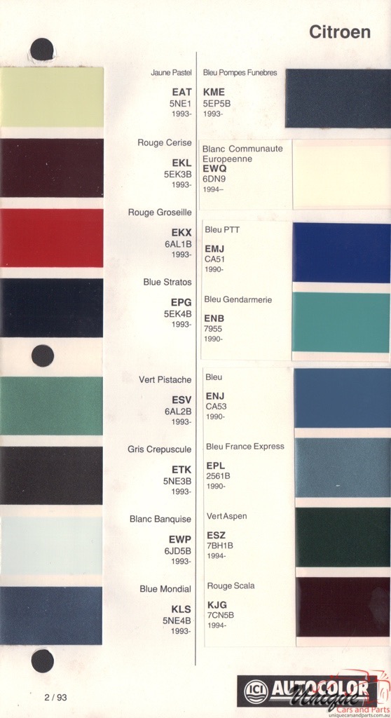 1990 - 1995 Citroen Paint Charts Autocolor 3
